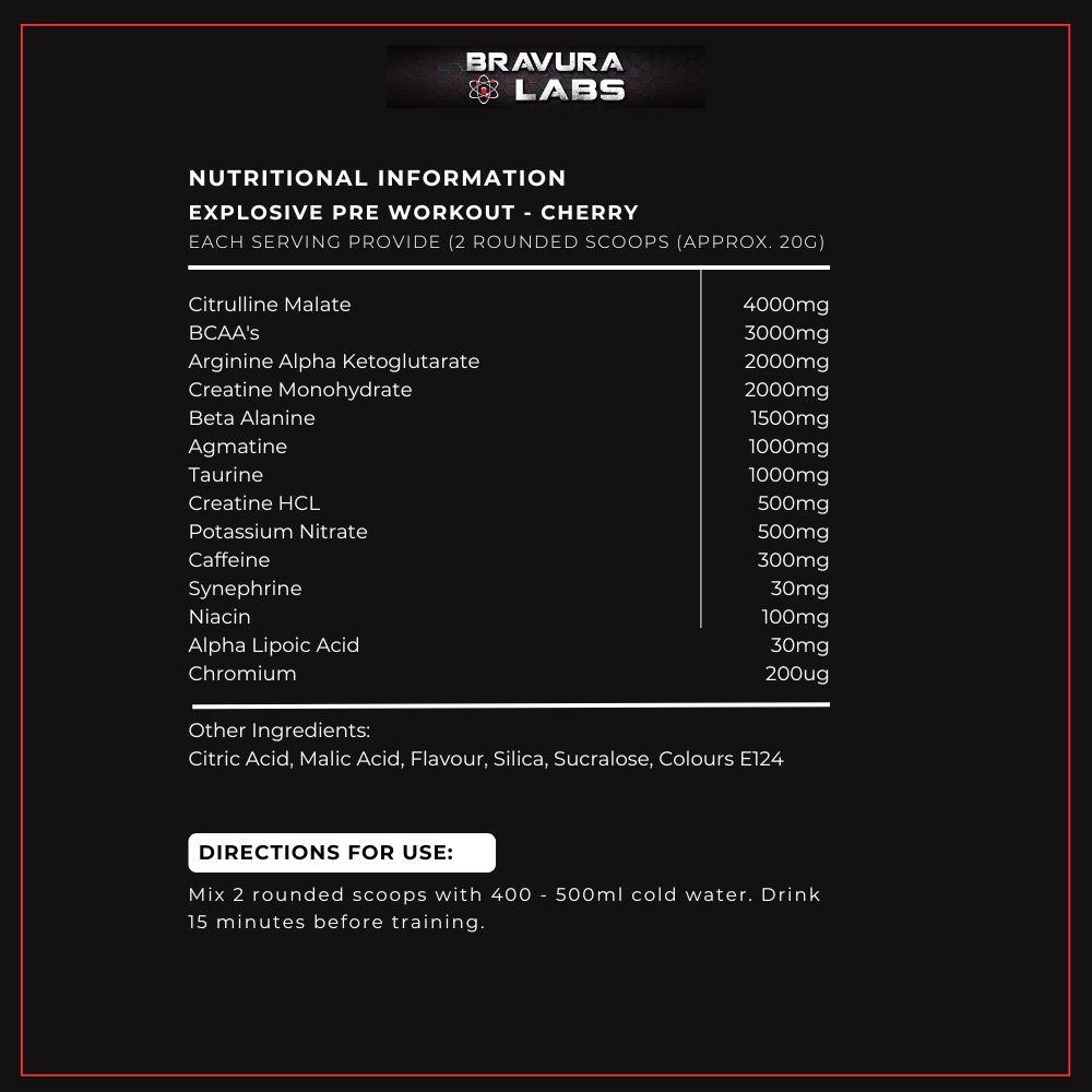 Explosive Pre-Workout Cherry 400g - 20 Servings