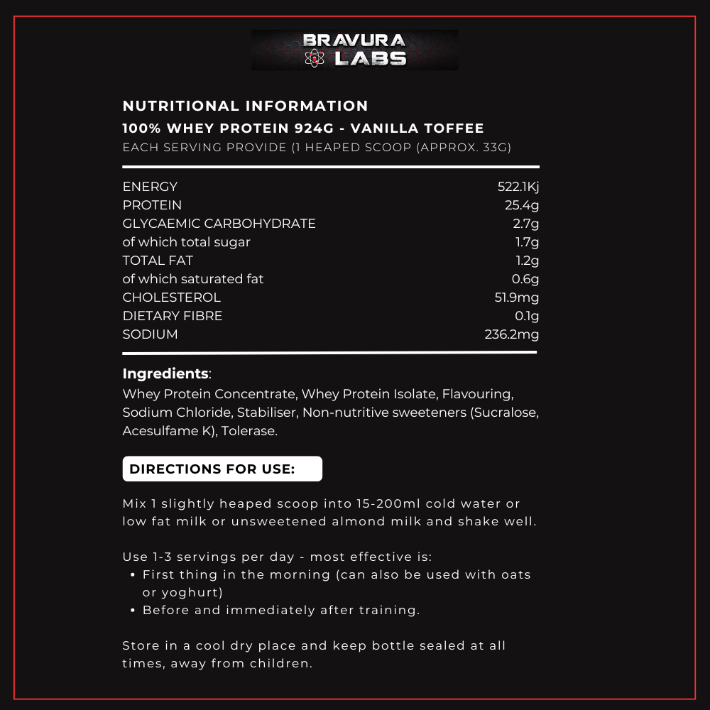 100% Whey Protein Vanilla Toffee 924g - 28 Servings