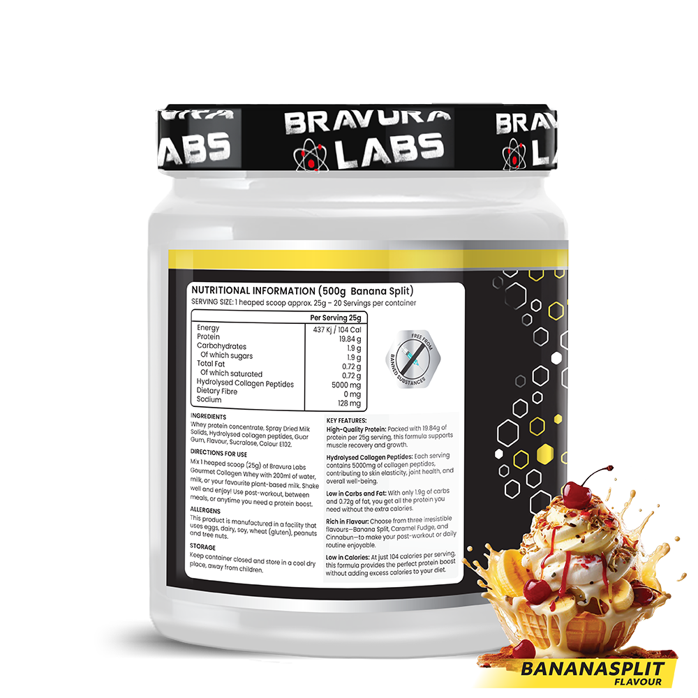 Gourmet Collagen Whey Banana Split 500g - 20 Servings