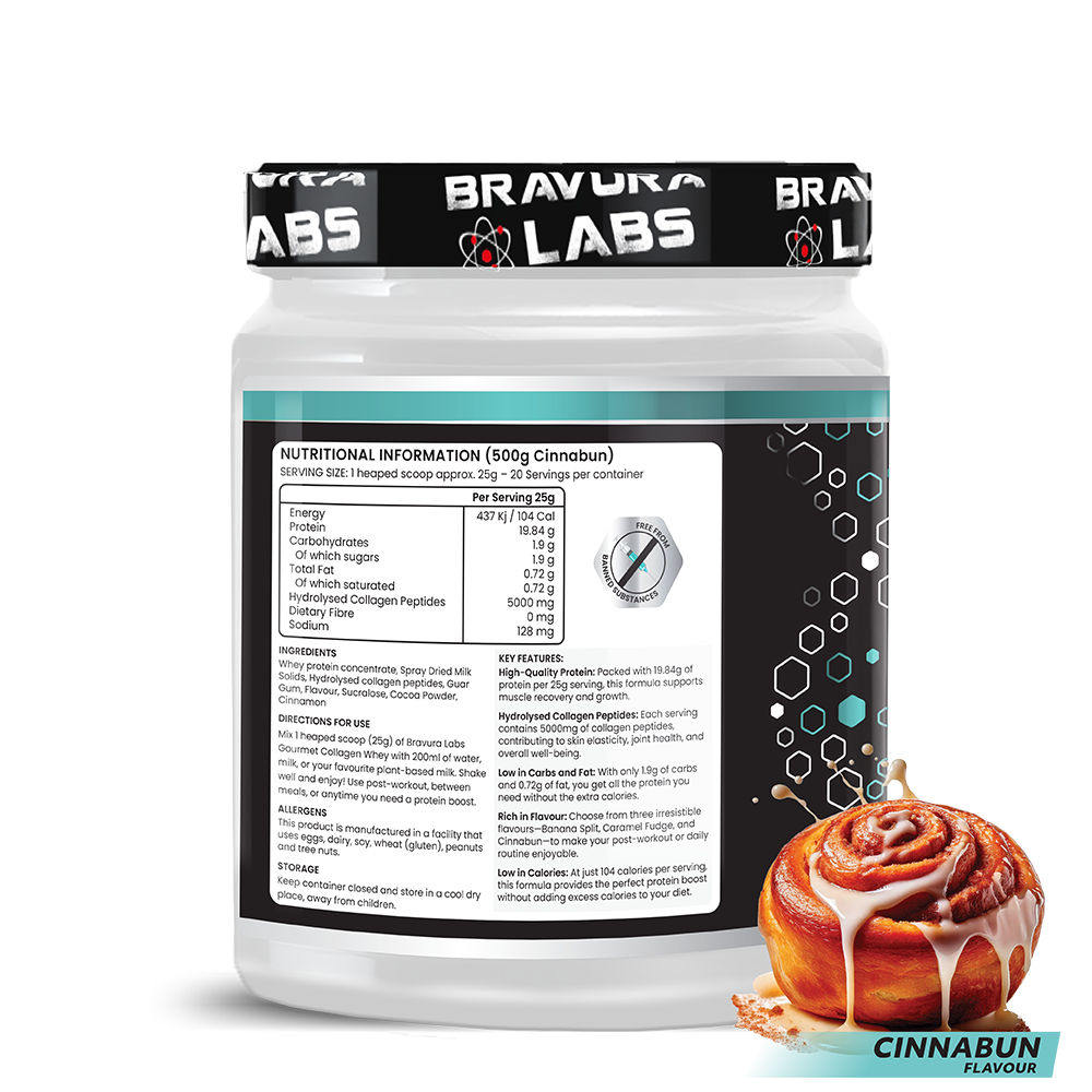 Gourmet Collagen Whey Cinnabun 500g - 20 Servings